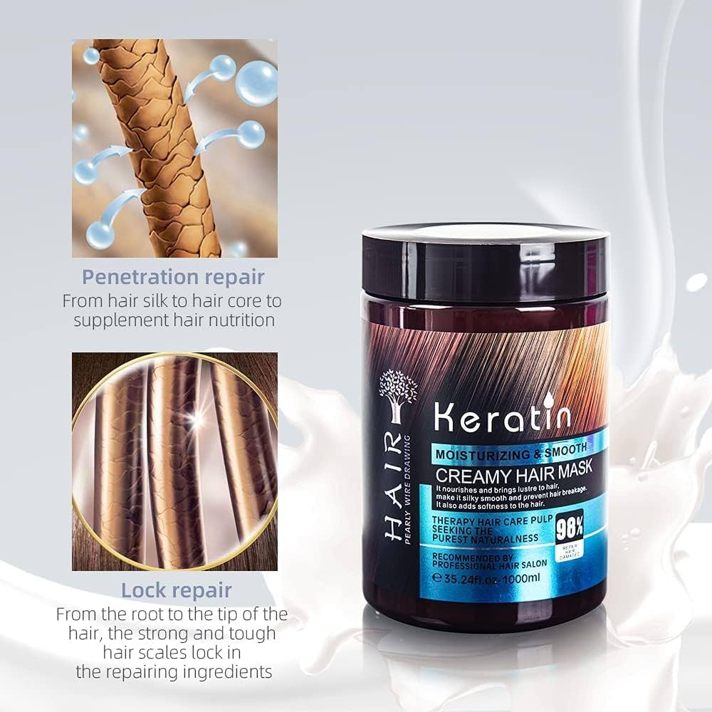 Moisturizing & Smooth Keratin Creamy Hair Mask (1000ML)