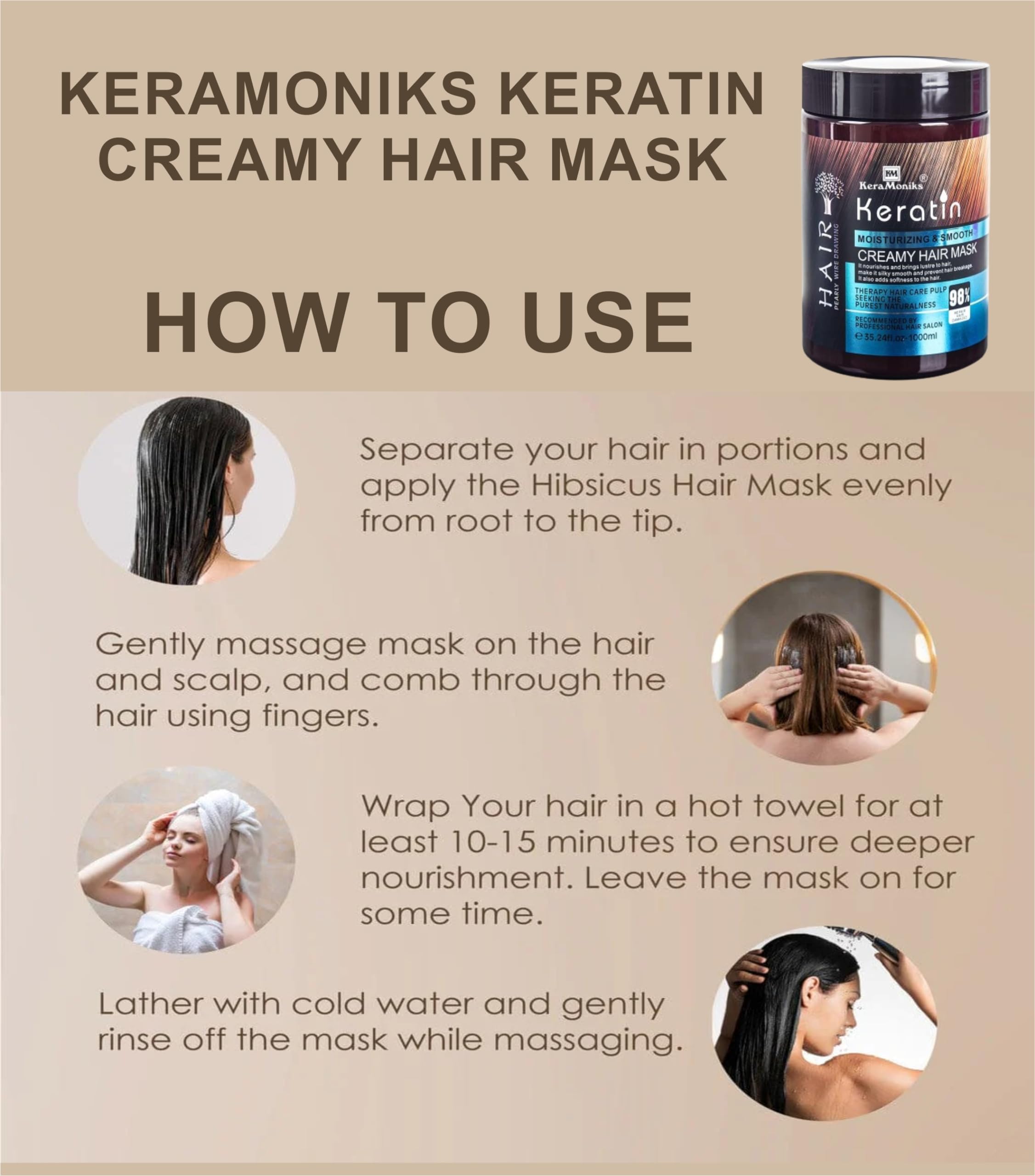 Moisturizing & Smooth Keratin Creamy Hair Mask (1000ML)